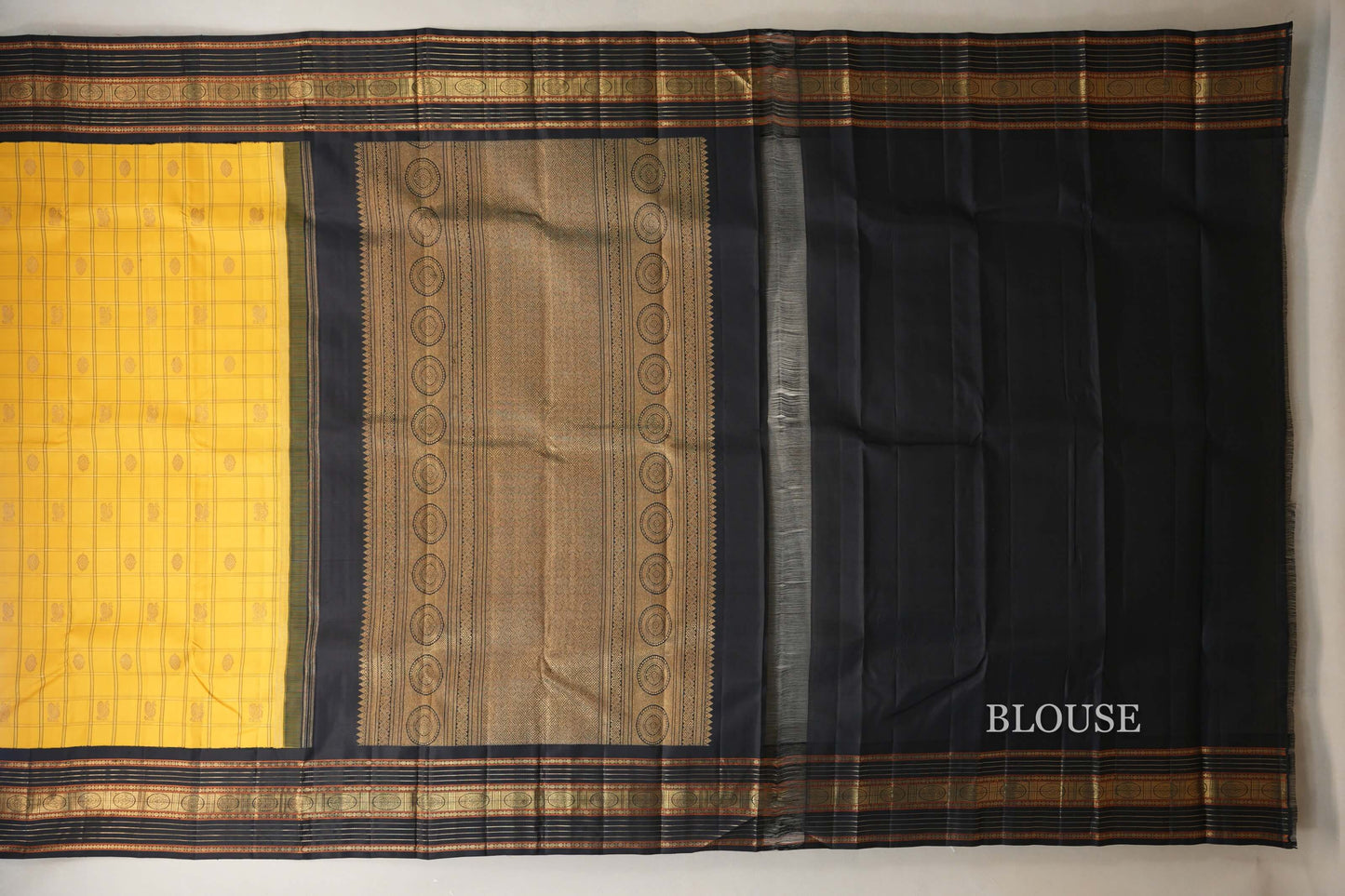 Mango Yellow Heirloom Kanjivaram Silk Saree blouse