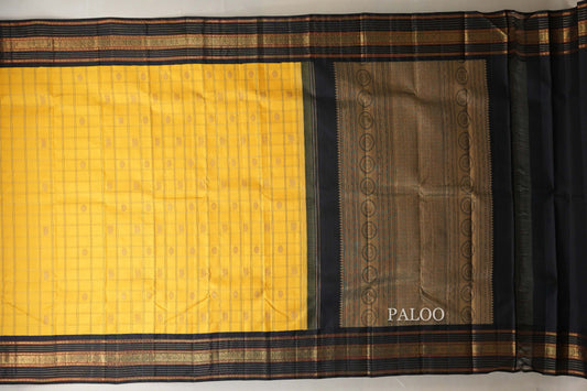 Mango Yellow Heirloom Kanjivaram Silk Saree  paloo