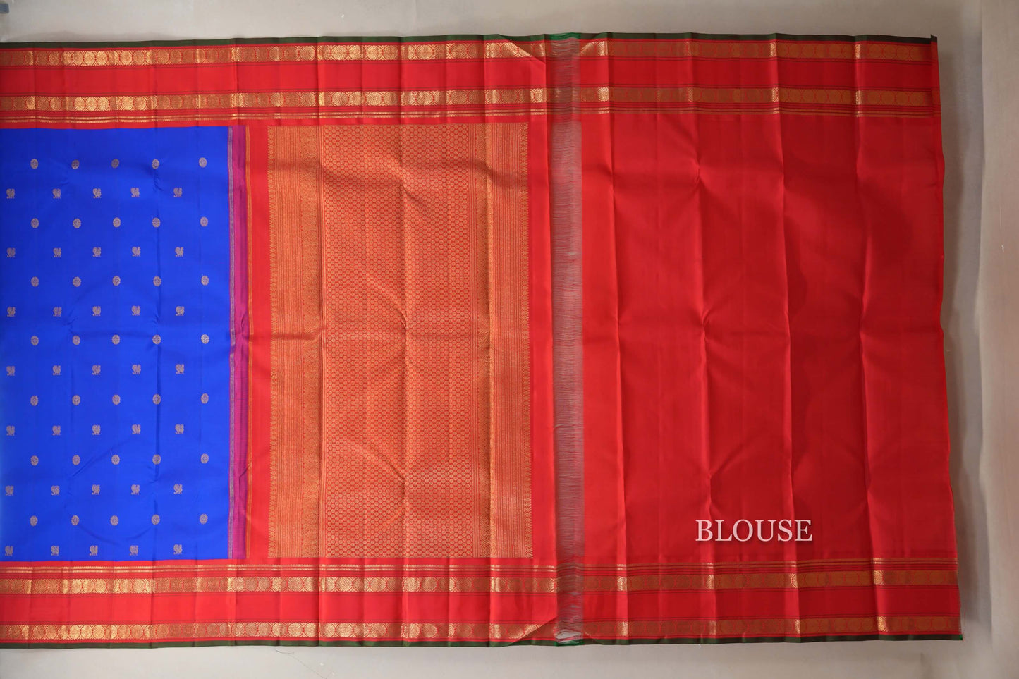 Royal Blue Heirloom Kanjivaram Silk Saree blouse