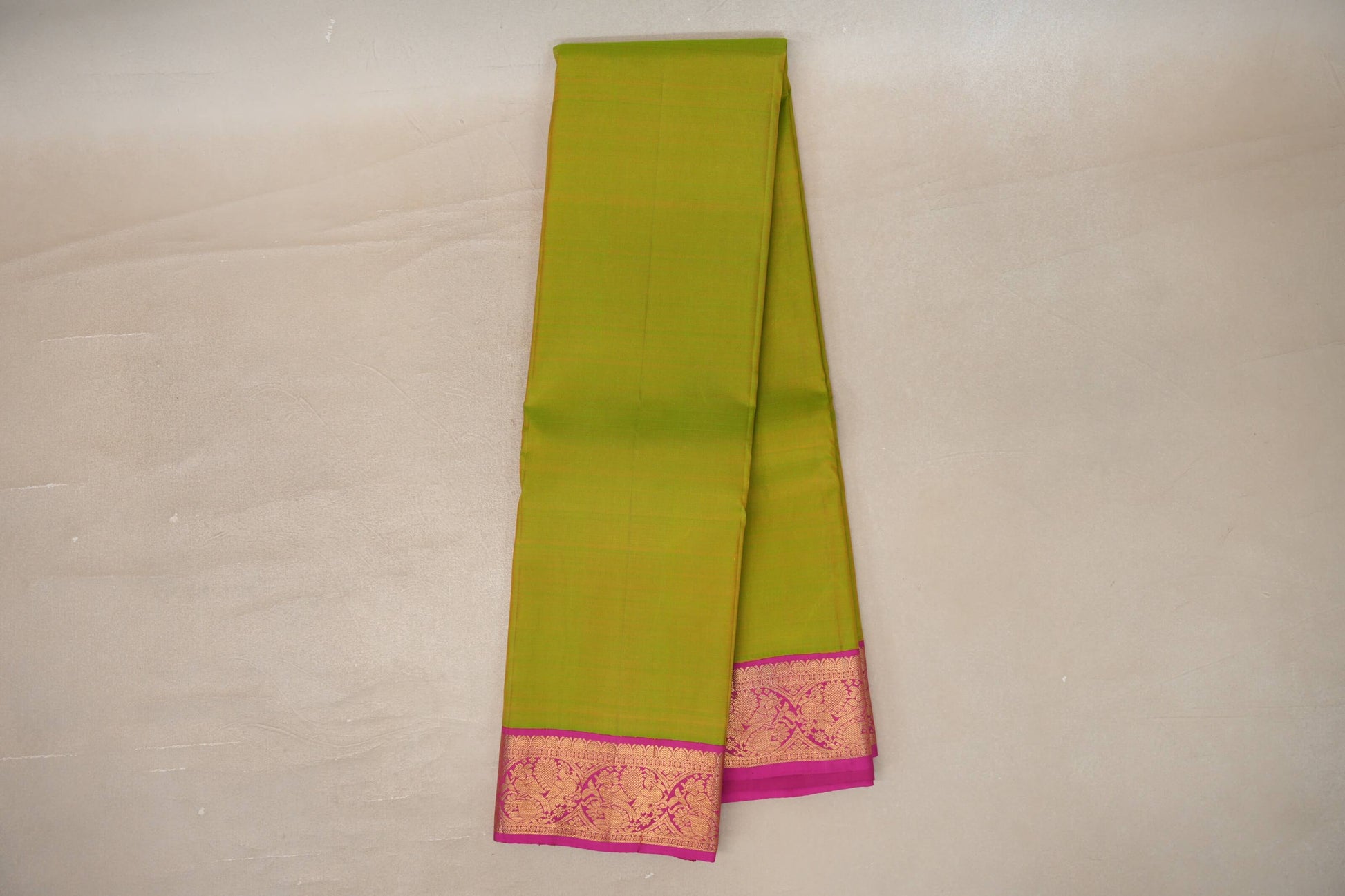 Dual Tone of Yellow & Green Vintage Kanjivaram Silk Saree by Shreenivas Silks 