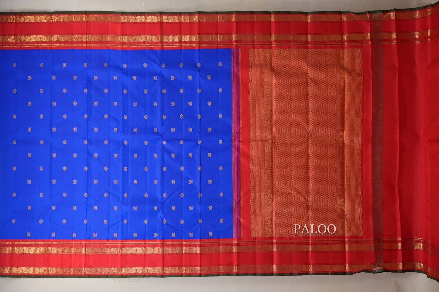 Royal Blue Heirloom Kanjivaram Silk Saree paloo