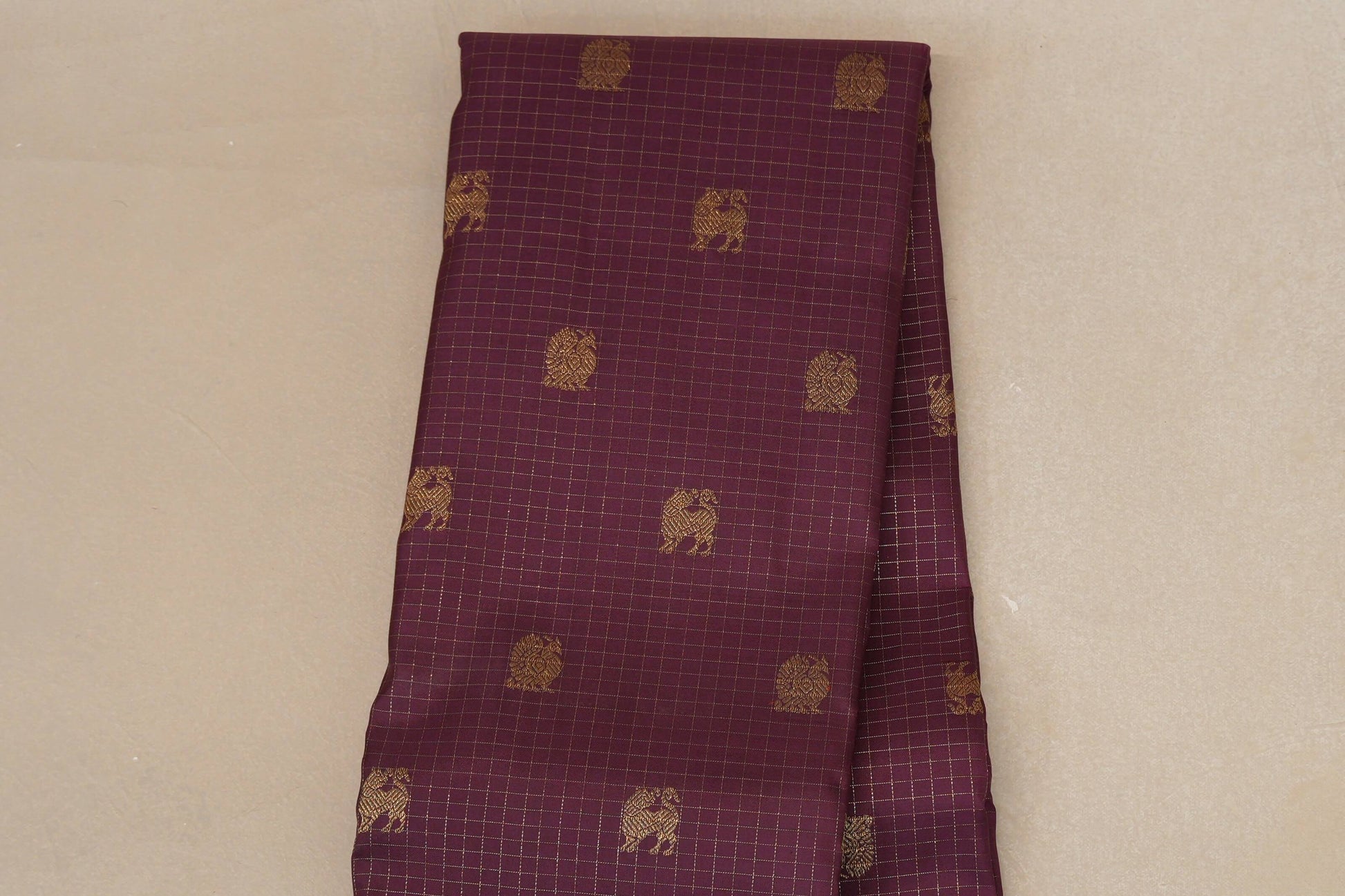 Deep Plum Heirloom Kanjivaram Silk Saree body zoom