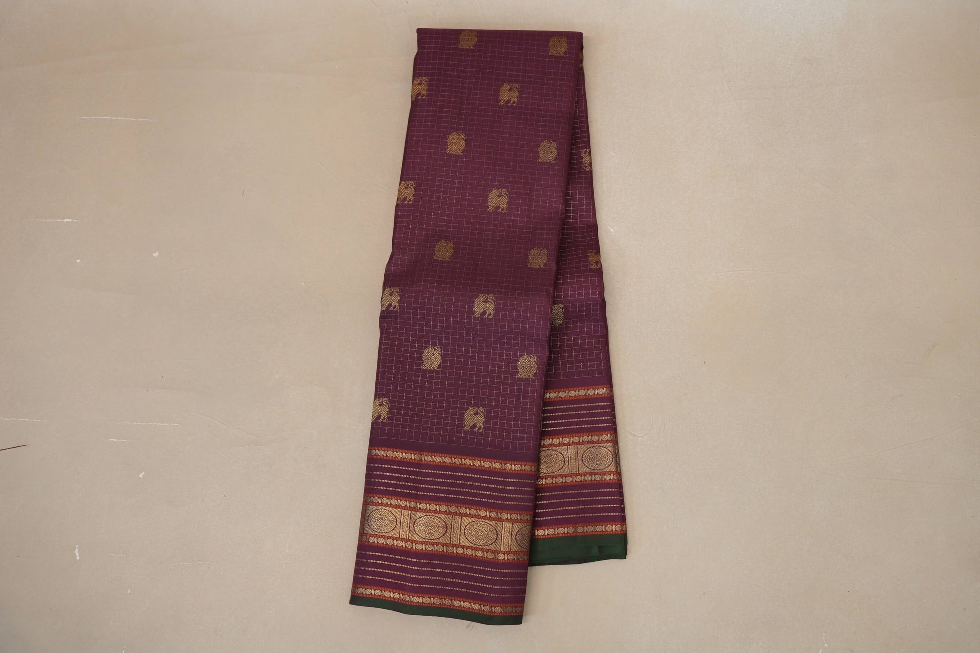 Deep Plum Heirloom Kanjivaram Silk Saree online