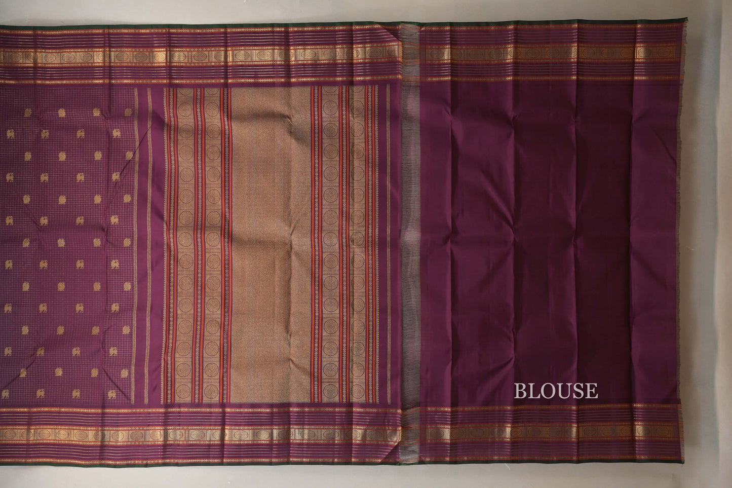 Deep Plum Heirloom Kanjivaram Silk Saree blouse