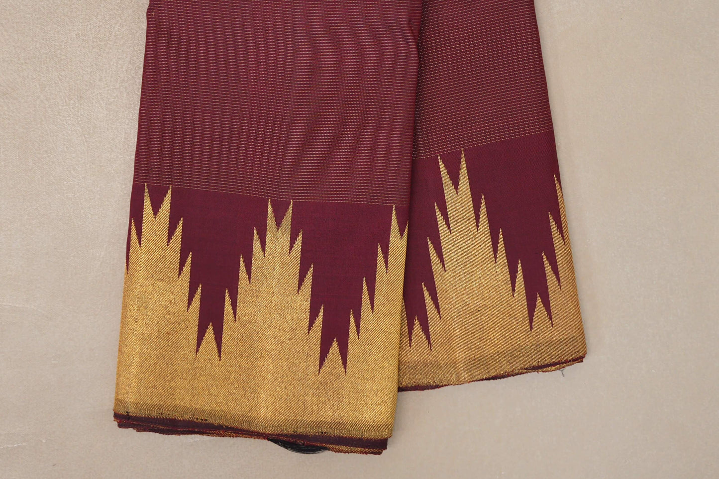 Deep Maroon Vintage Kanjivaram Silk Saree by Shreenivas Silks border