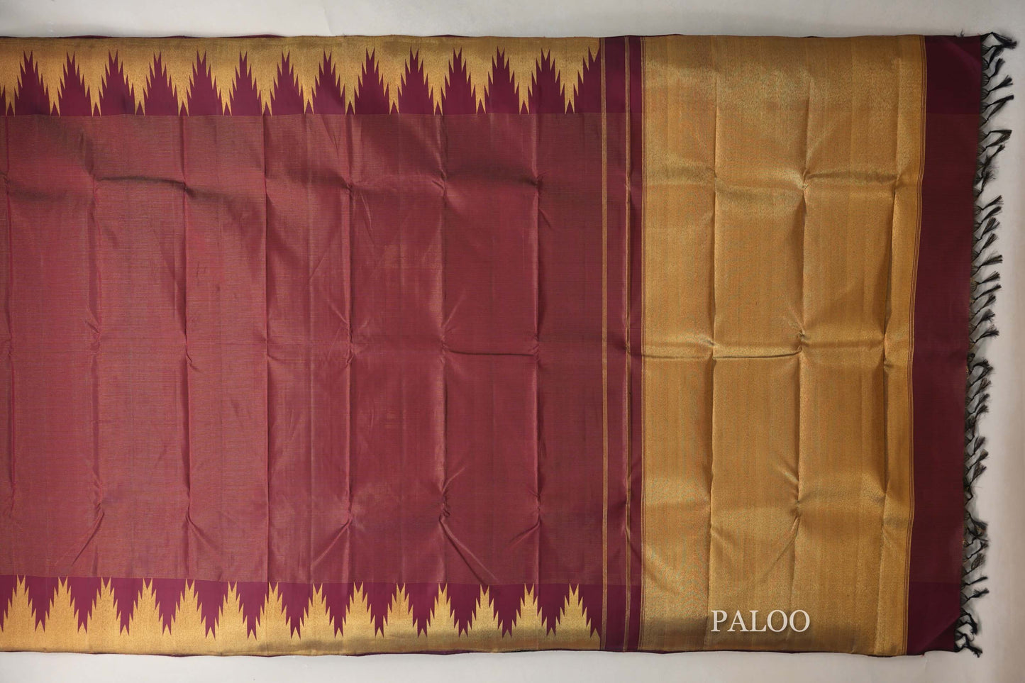 Deep Maroon Vintage Kanjivaram Silk Saree by Shreenivas Silks paloo
