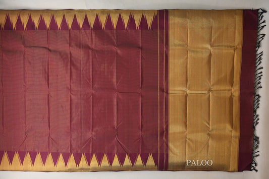 Deep Maroon Vintage Kanjivaram Silk Saree by Shreenivas Silks paloo