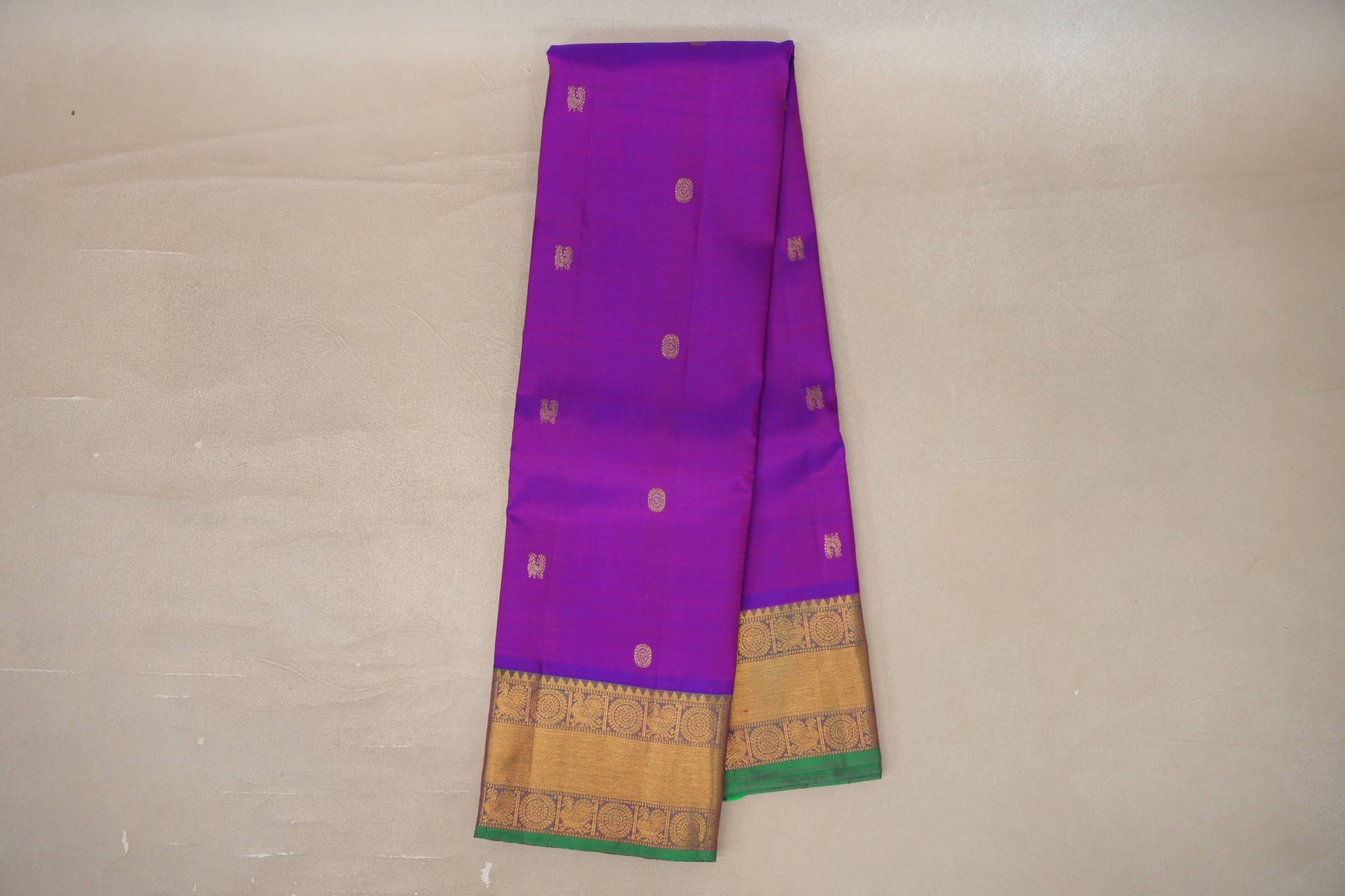 Dual Tone of Blue & Pink Vintage Kanjivaram Silk Saree by Shreenivas Silks 