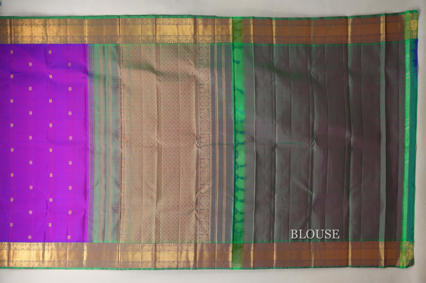 Dual Tone of Blue & Pink Vintage Kanjivaram Silk Saree by Shreenivas Silks  blouse