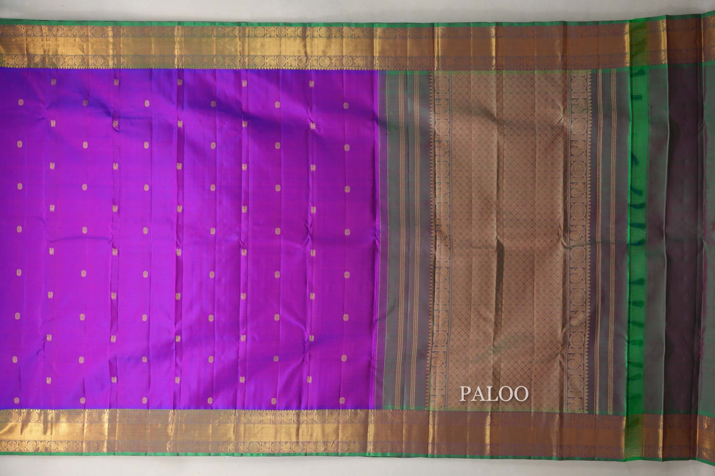 Dual Tone of Blue & Pink Vintage Kanjivaram Silk Saree by Shreenivas Silks  paloo