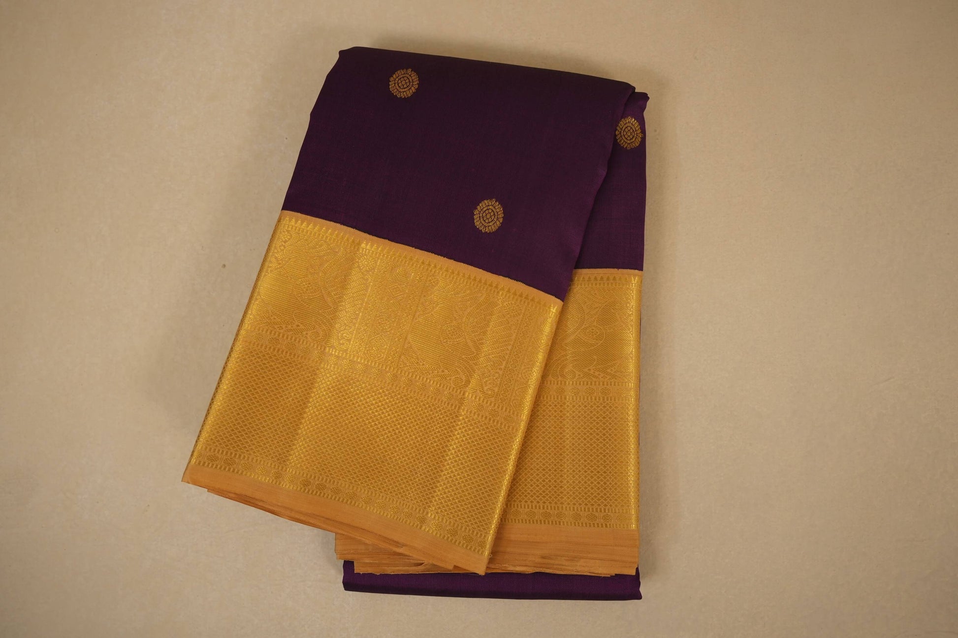 Dark purple vintage kanjivaram silk saree