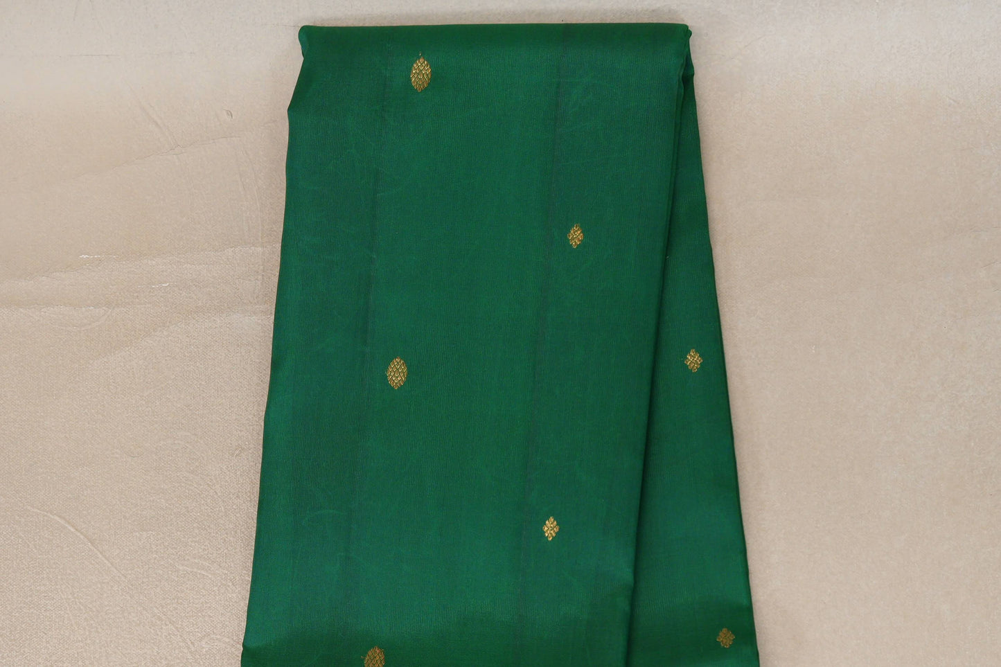 Emerald green with Rani Pink borders Vintage Kanjivaram Silk Saree by Shreenivas Silks  body