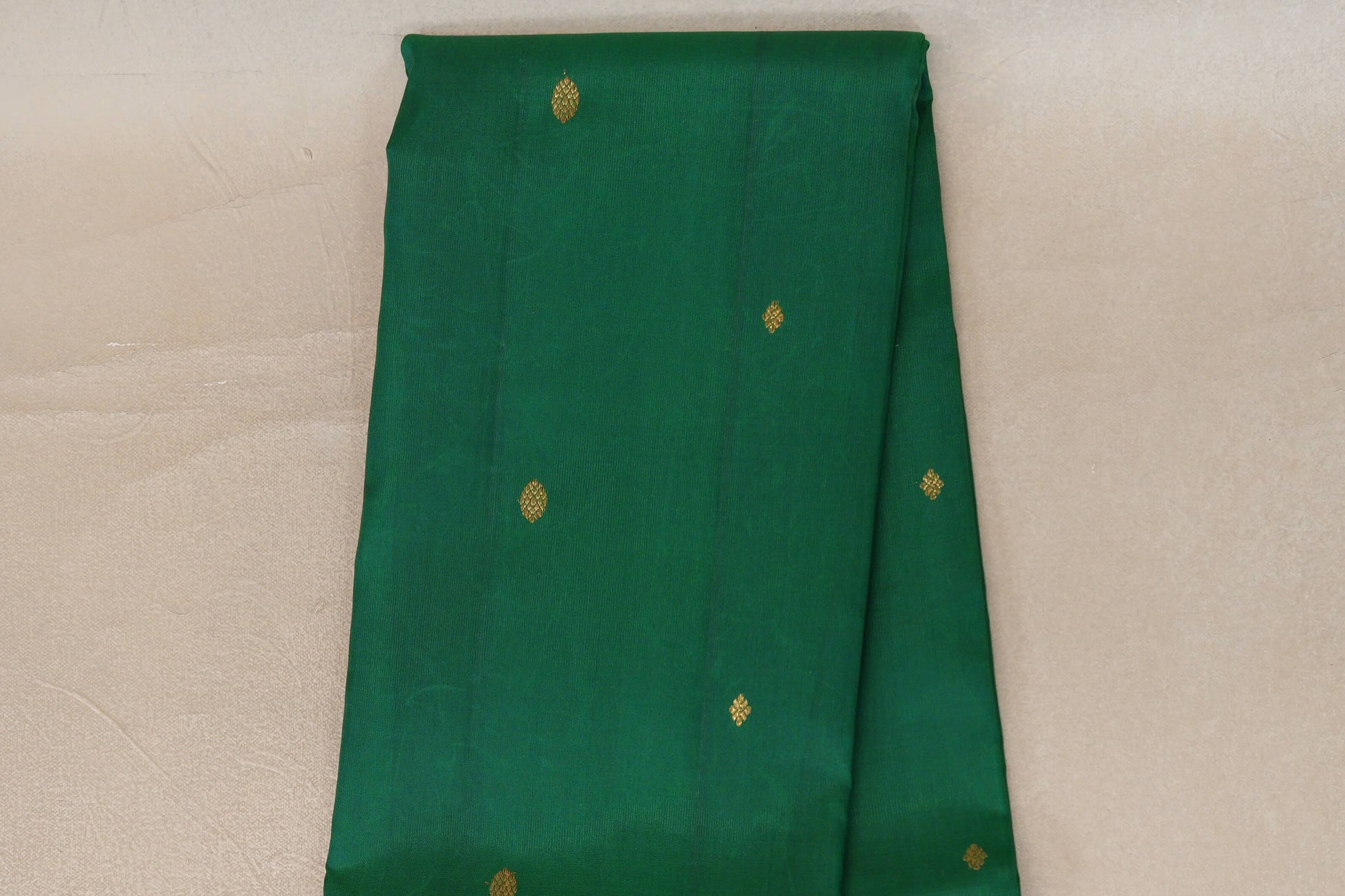 Emerald green with Rani Pink borders Vintage Kanjivaram Silk Saree by Shreenivas Silks  body