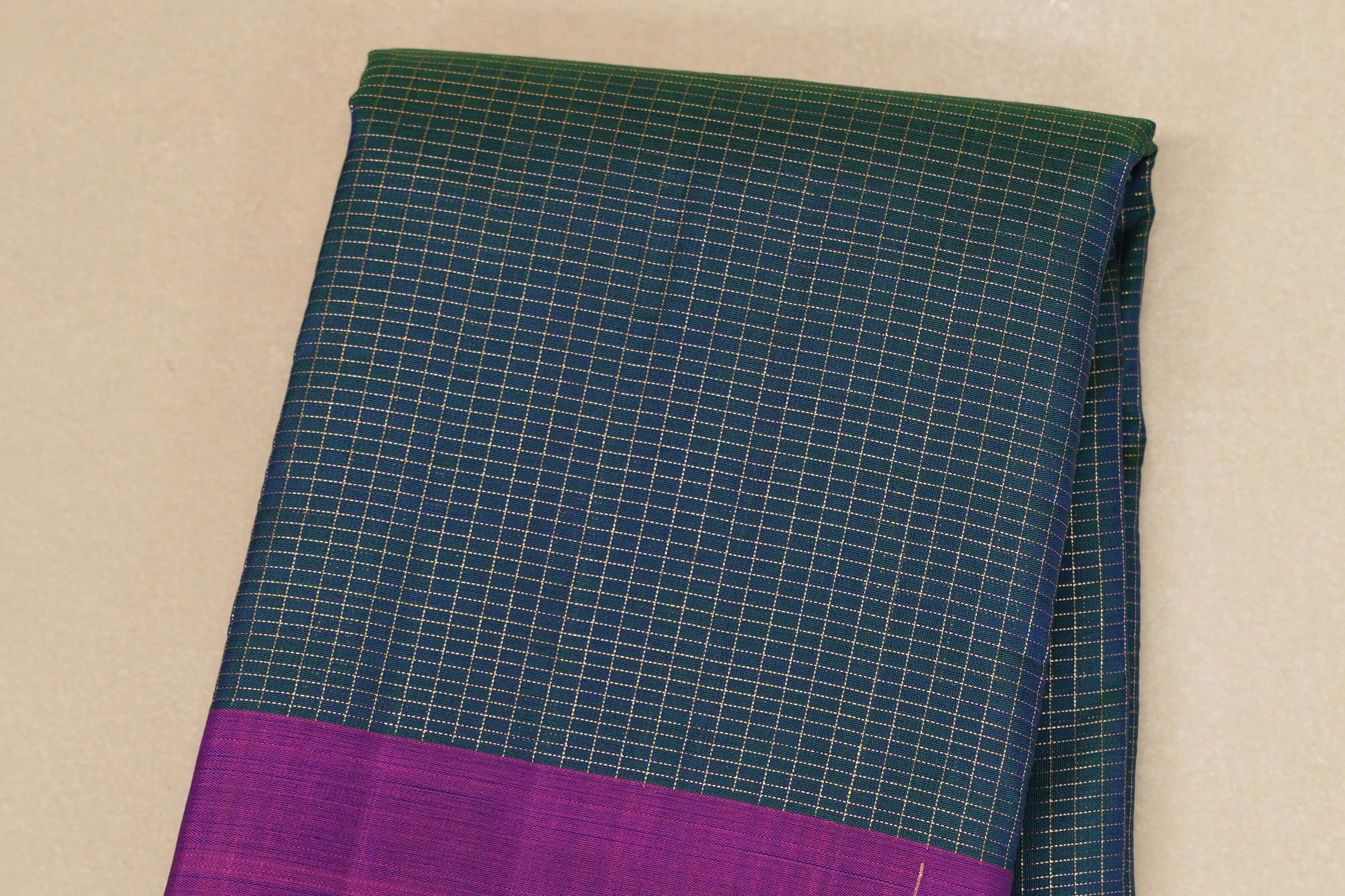 Dual Tone Peacock Blue and Green Vintage Kanjivaram Silk Saree body