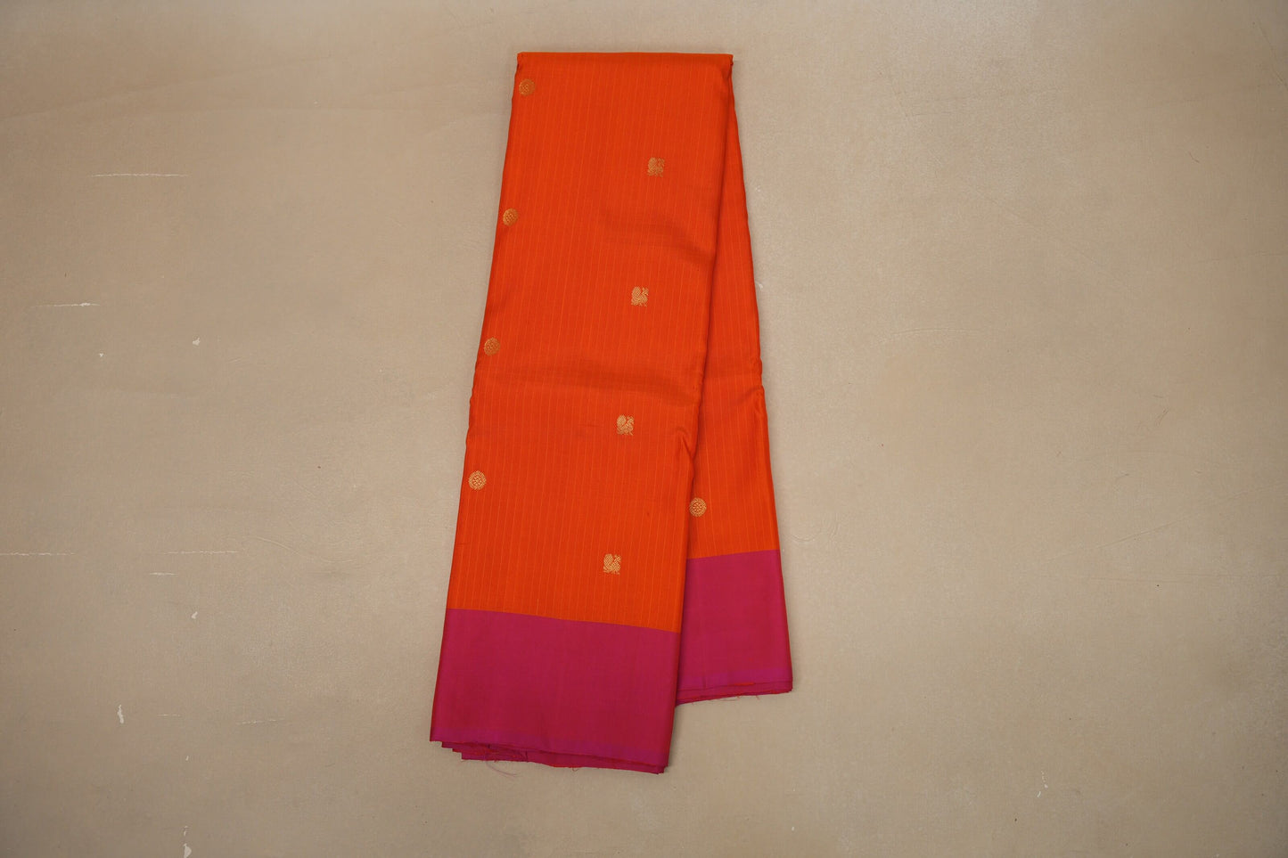 Bright Orange with pink borders Vintage Kanjivaram Silk Saree By Shreenivas Silks PSSR018754 - Parisera