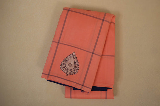 Peach pink vintage kanjivaram silk saree