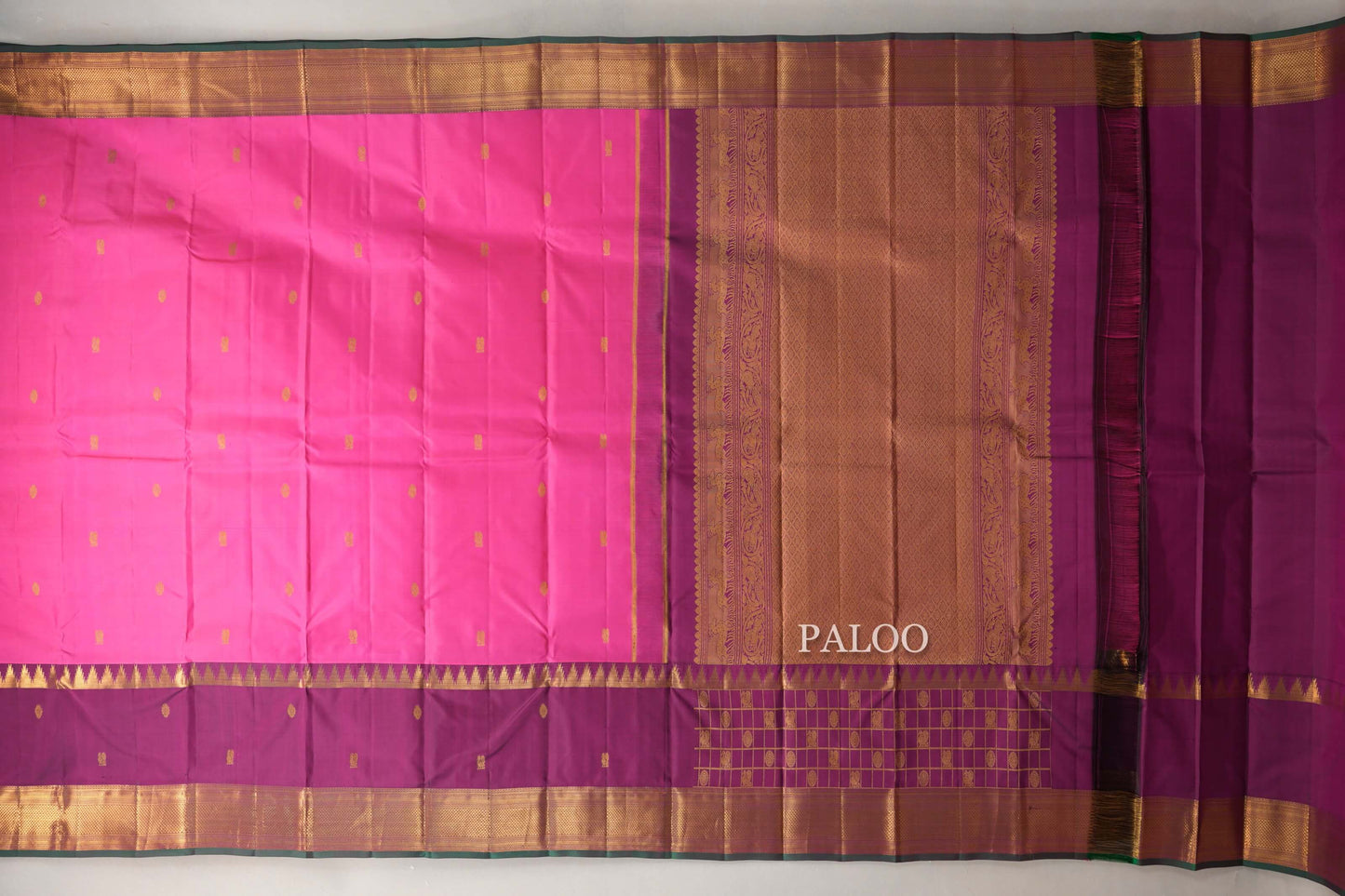 Bright pink with Deep Magenta borders Vintage Kanjivaram Silk Saree by Shreenivas Silks PSSR019933