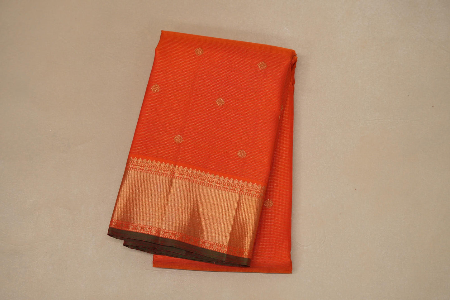Bright Orange Heirloom Kanjivaram Silk Saree by Shreenivas Silks