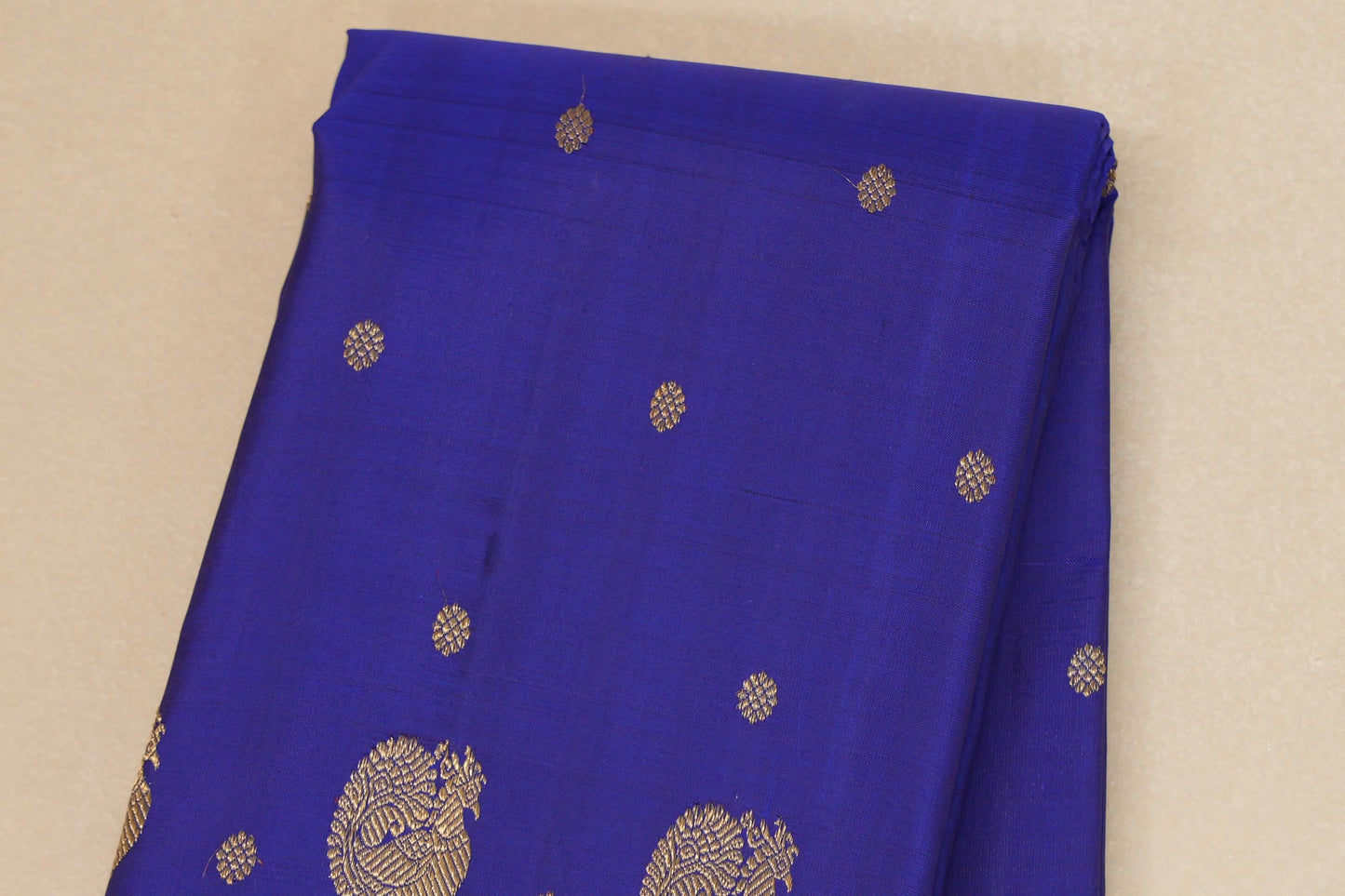 Deep blue with Copper Orange border Heirloom Kanjivaram Silk Saree body