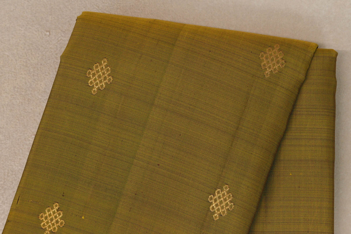 Mehendi green with Deep Plum borders Vintage Kanjivaram Silk Saree by Shreenivas Silks body