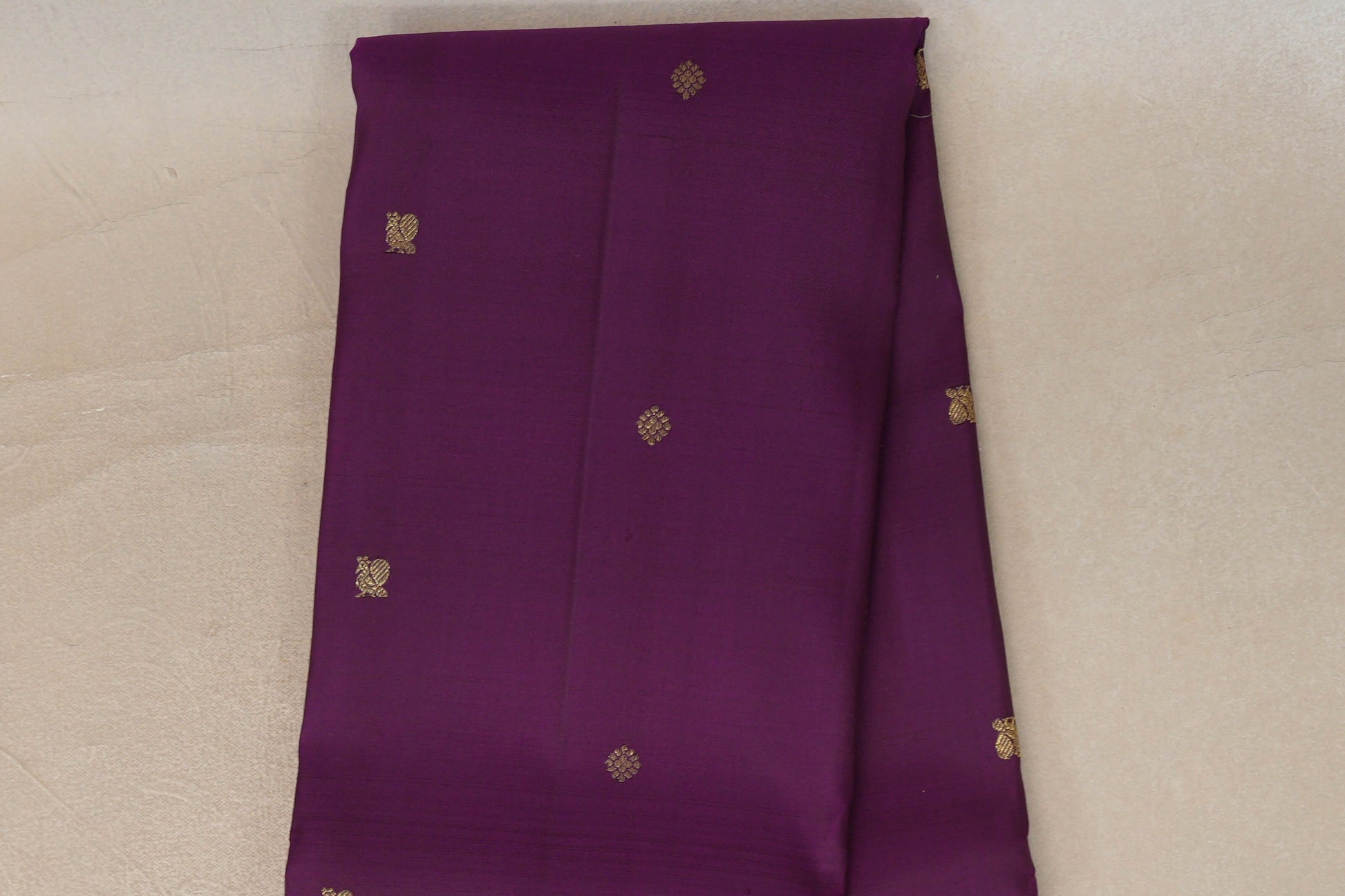 Deep purple with Reddish Maroon borders Vintage Kanjivaram Silk Saree by Shreenivas Silks body
