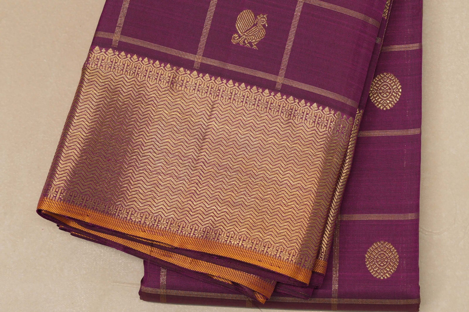 Deep magenta Heirloom Kanjivaram Silk Saree border