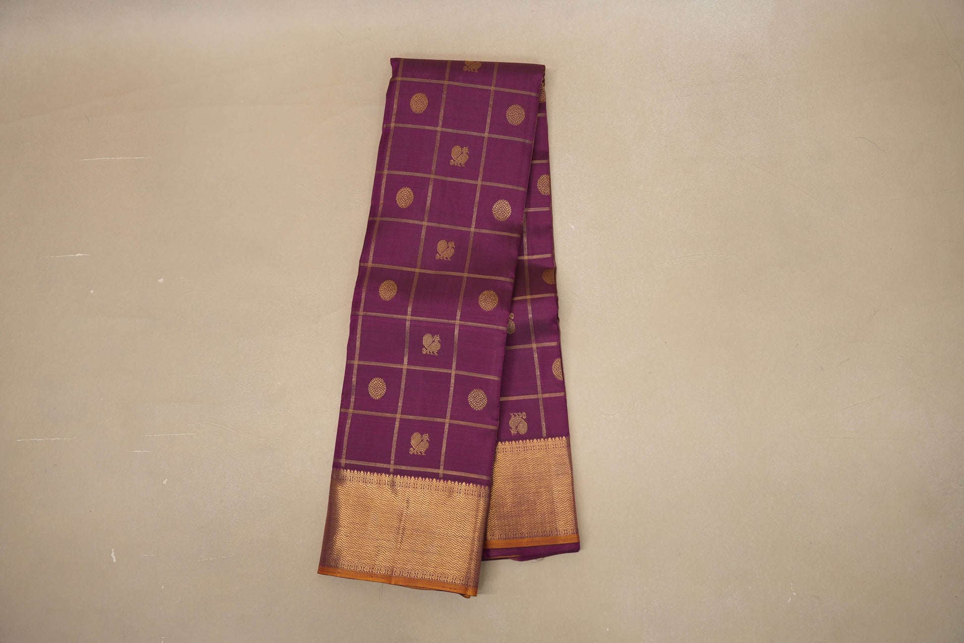 Deep magenta Heirloom Kanjivaram Silk Saree by Shreenivas Silks PSSR018759 - Parisera