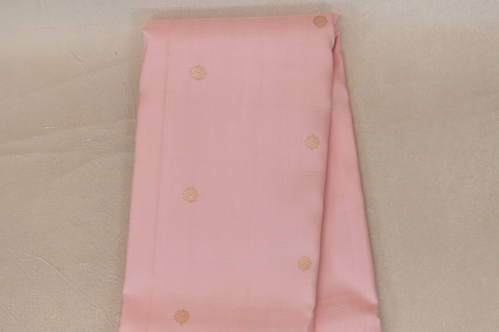 Baby pink with Light Sky Blue borders Vintage Kanjivaram Silk Saree by Shreenivas Silks body
