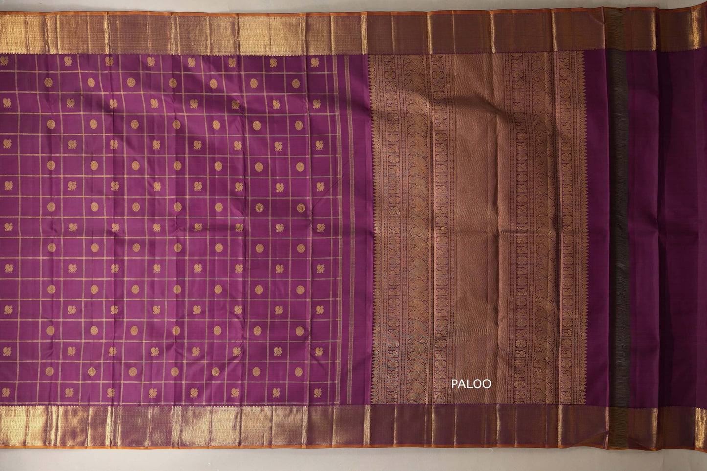 Deep magenta Heirloom Kanjivaram Silk Saree paloo
