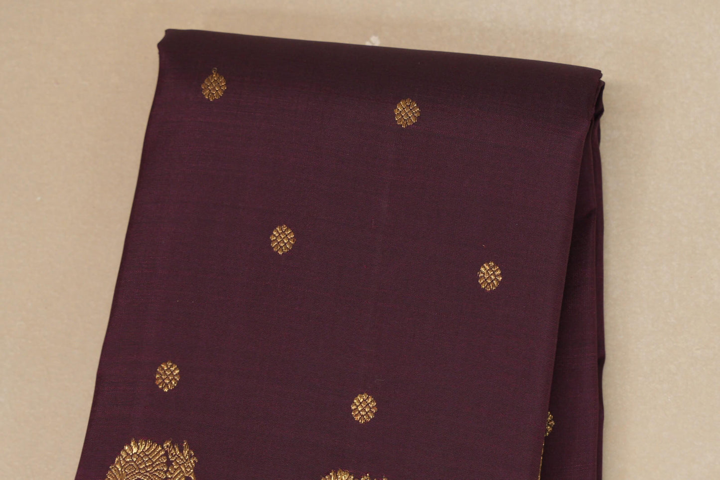 Deep wine with Copper Orange border Heirloom Kanjivaram Silk Saree by Shreenivas Silks PSSR018761 - Parisera