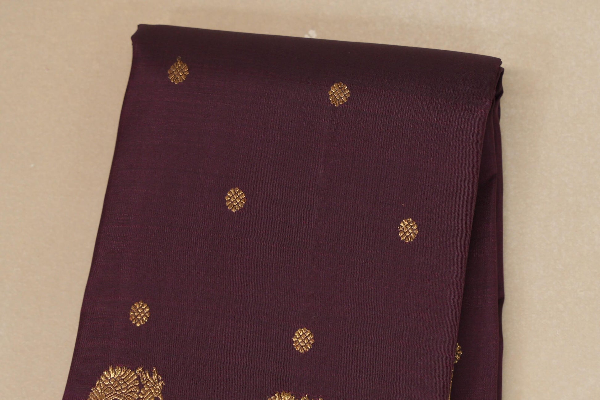 Deep wine with Copper Orange border Heirloom Kanjivaram Silk Saree by Shreenivas Silks PSSR018761 - Parisera