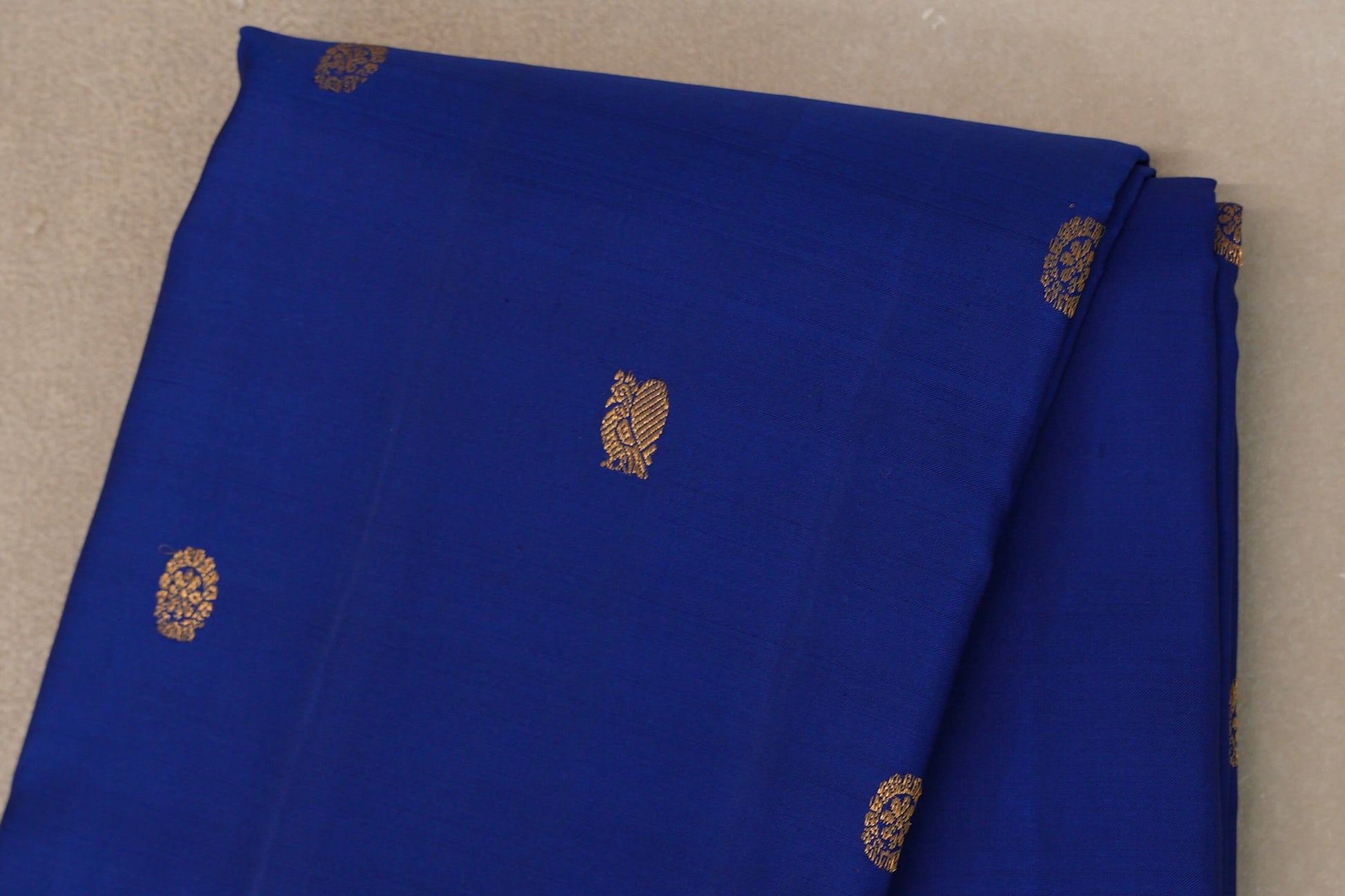 Deep blue with Deep Plum borders Vintage Kanjivaram Silk Saree by Shreenivas Silks body