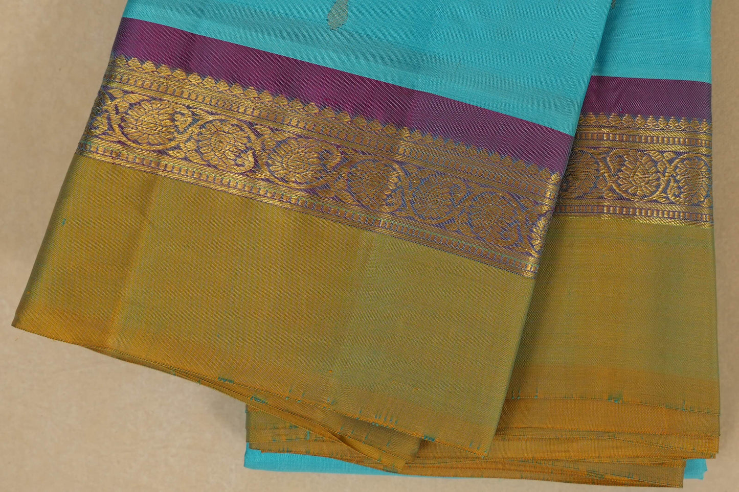 Sky Blue Light weight kanchipuram Silk Saree border