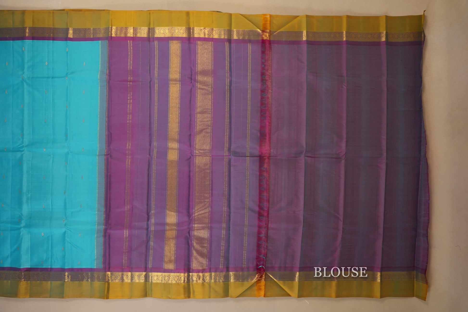 Sky Blue Light weight Kanjivaram Silk Saree blouse