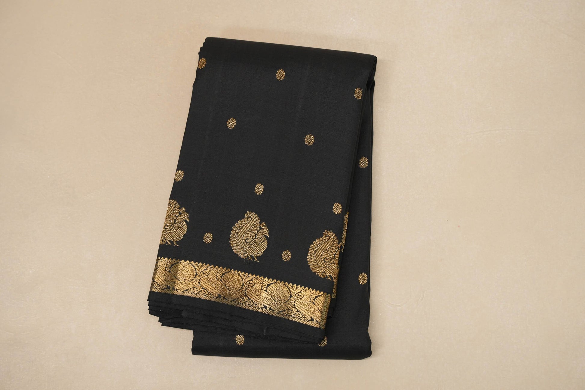 Black Heirloom Kanjivaram Silk Saree