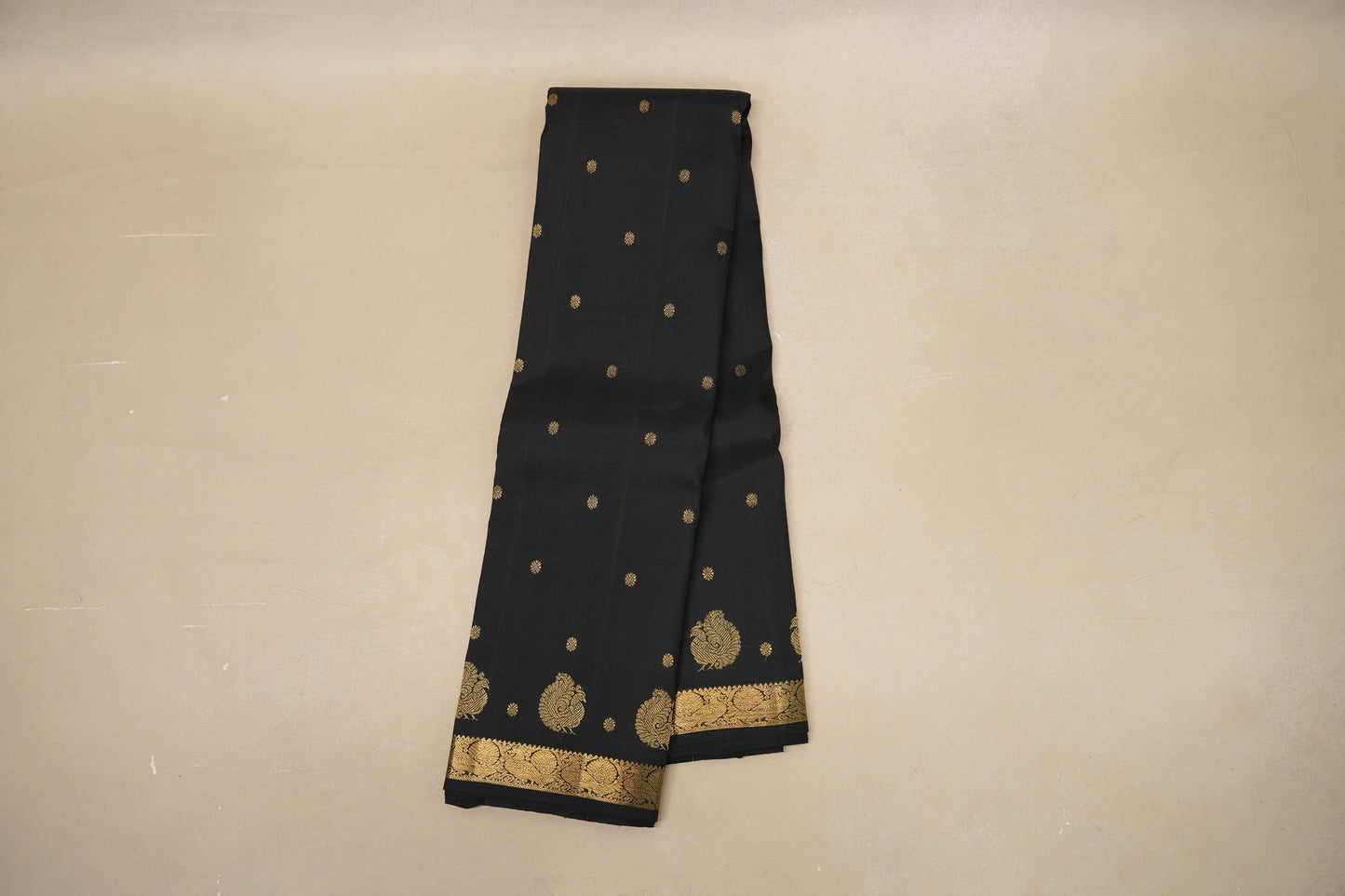 Black Heirloom Kanjivaram Silk Saree by Shreenivas Silks PSSR018762 - Parisera