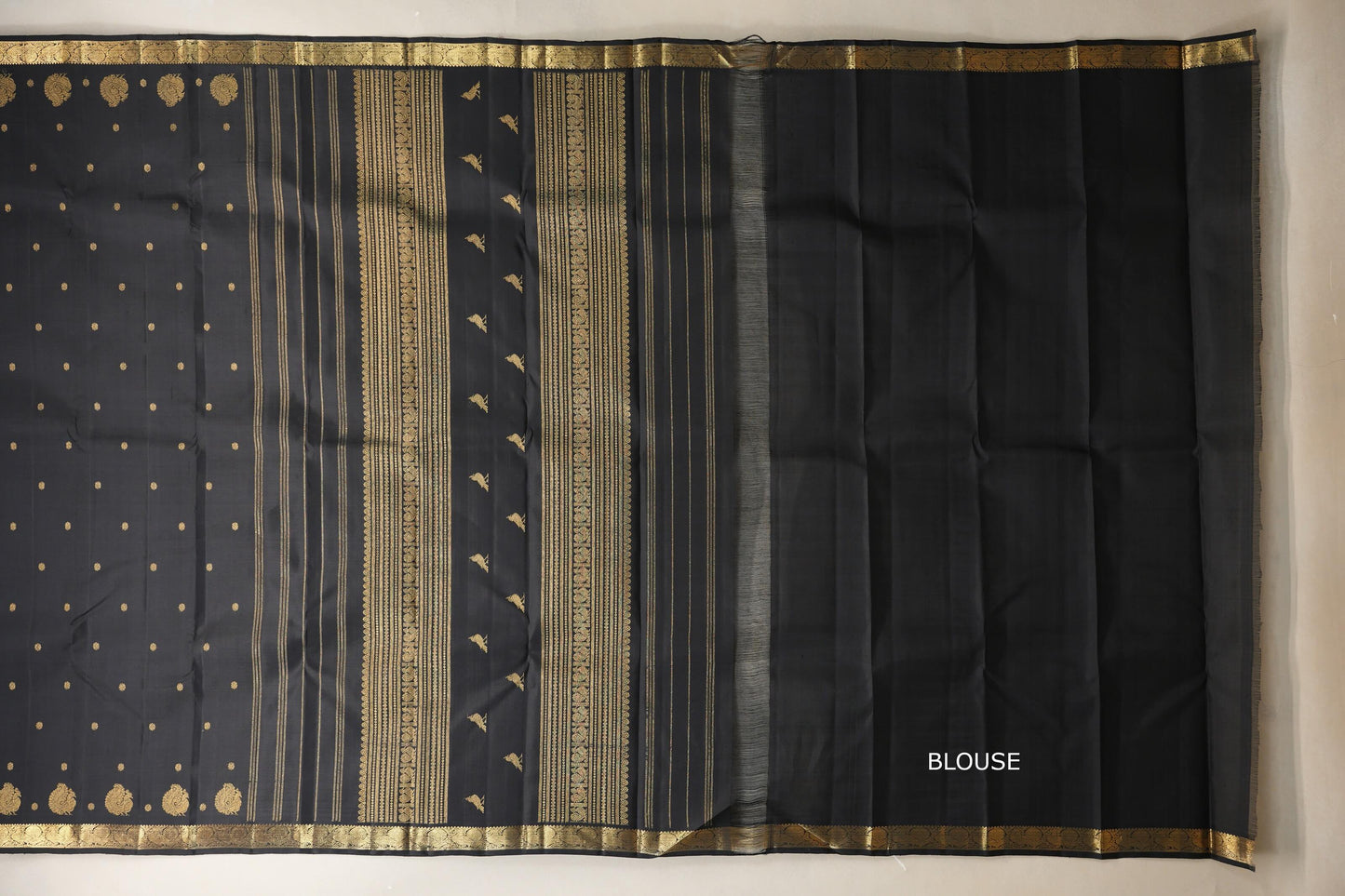 Black Heirloom Kanjivaram Silk Saree blouse
