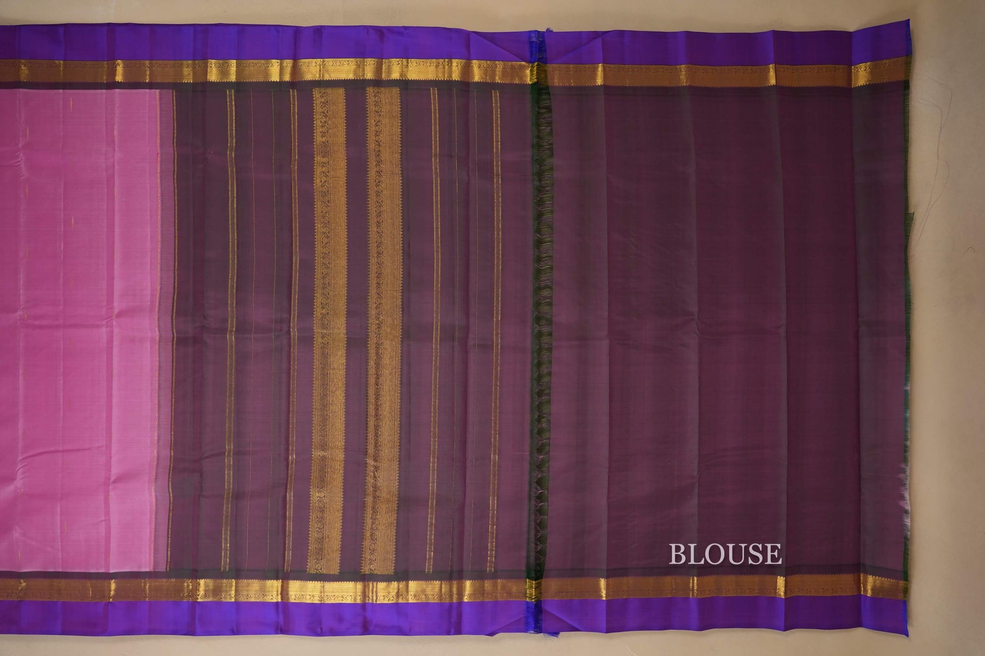 Baby Pink Light weight Kanjivaram Silk Saree  blouse