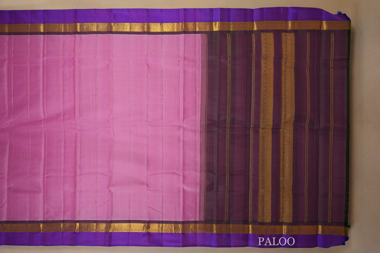 Baby Pink Light weight Kanjivaram Silk Saree paloo