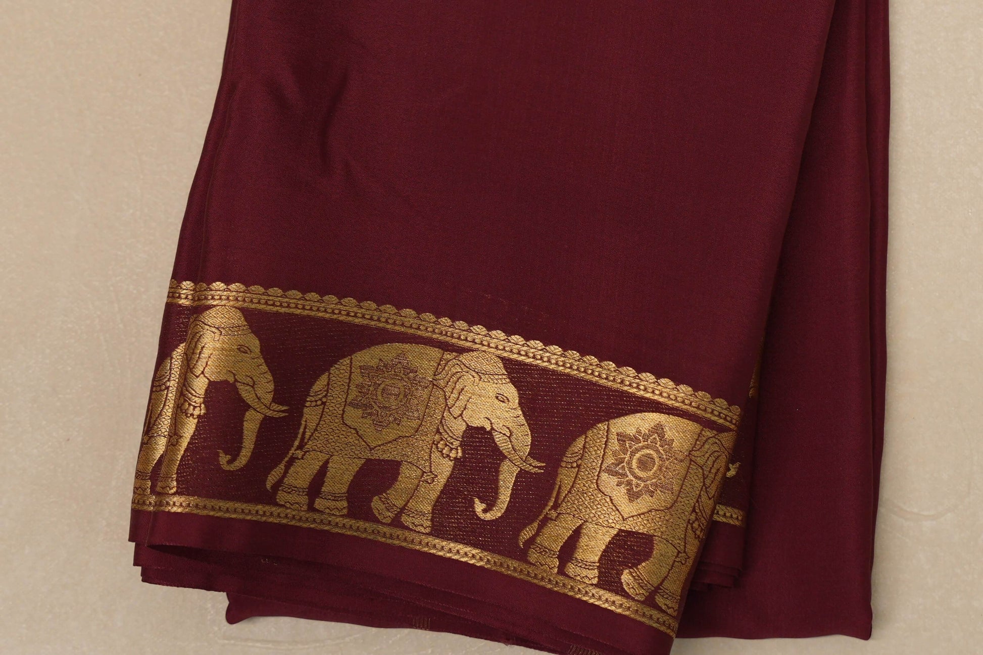 Deep Maroon Mysore Silk Saree border