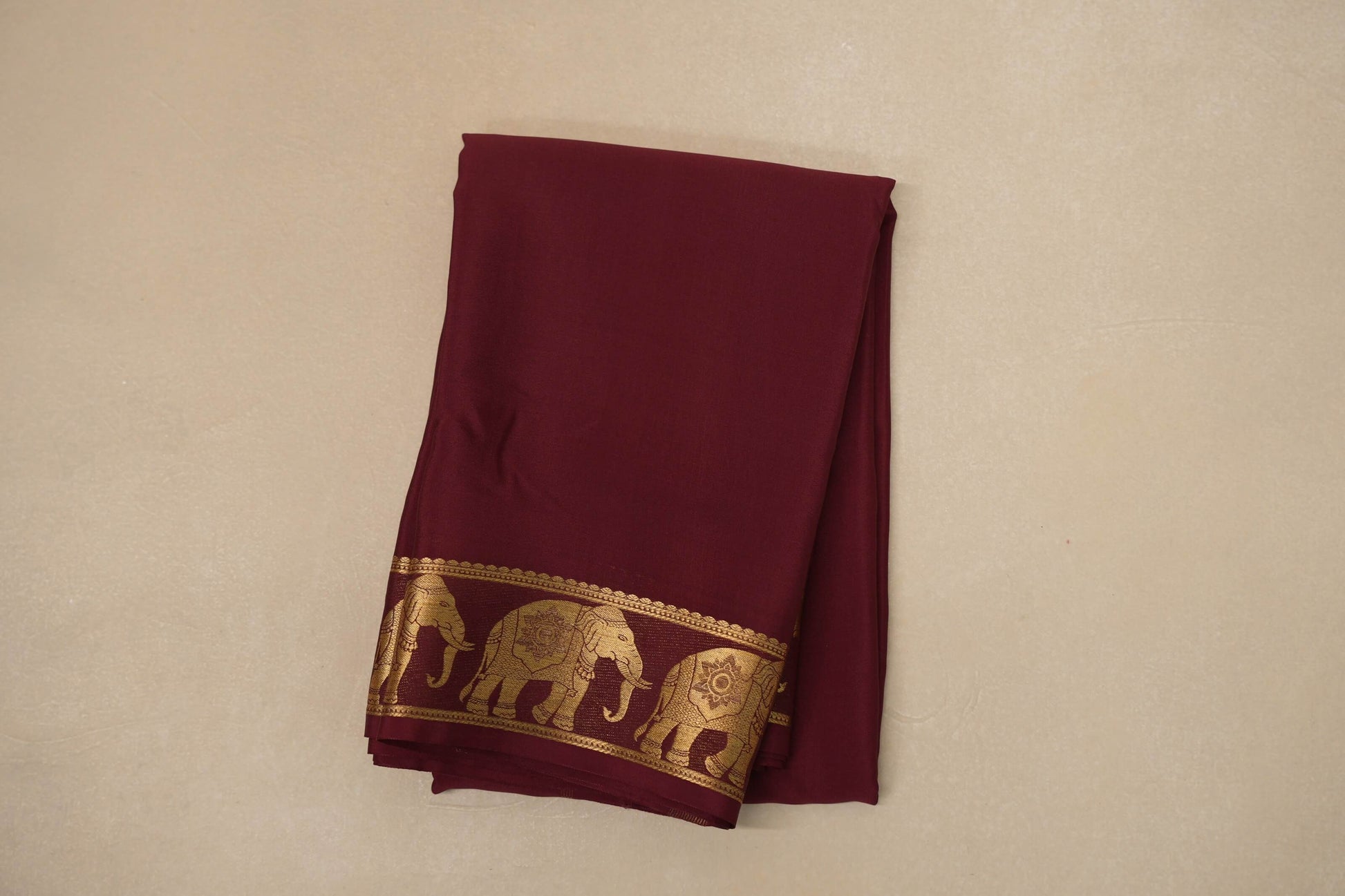 Deep Maroon Mysore Silk Saree