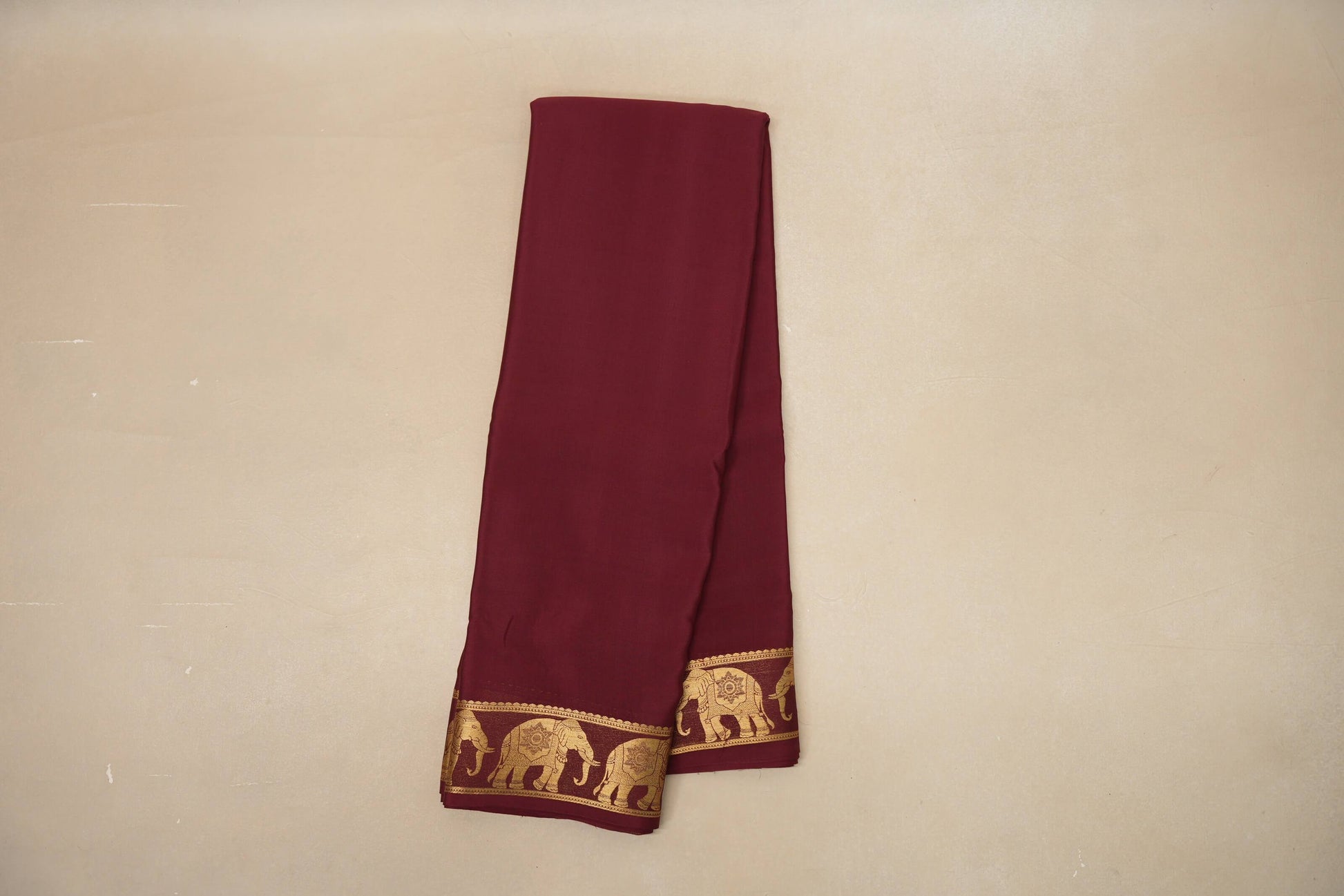 Deep Maroon Mysore Silk Saree PSSR018764 - Parisera
