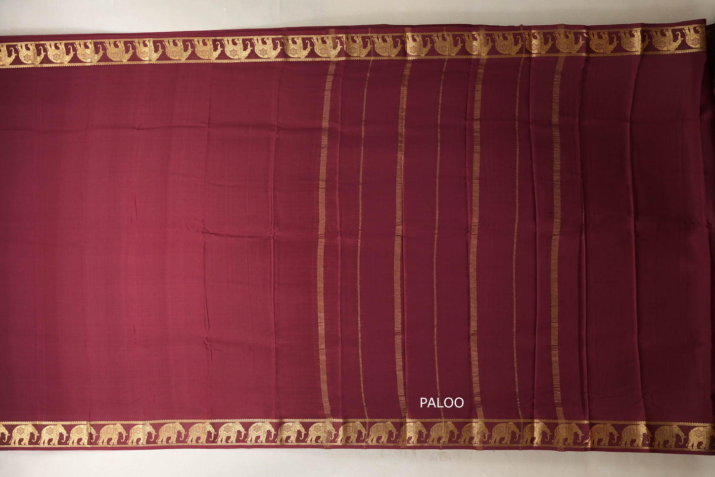 Deep Maroon Mysore Silk Saree paloo