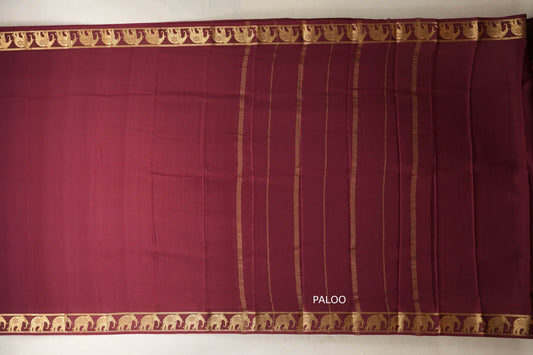 Deep Maroon Mysore Silk Saree paloo