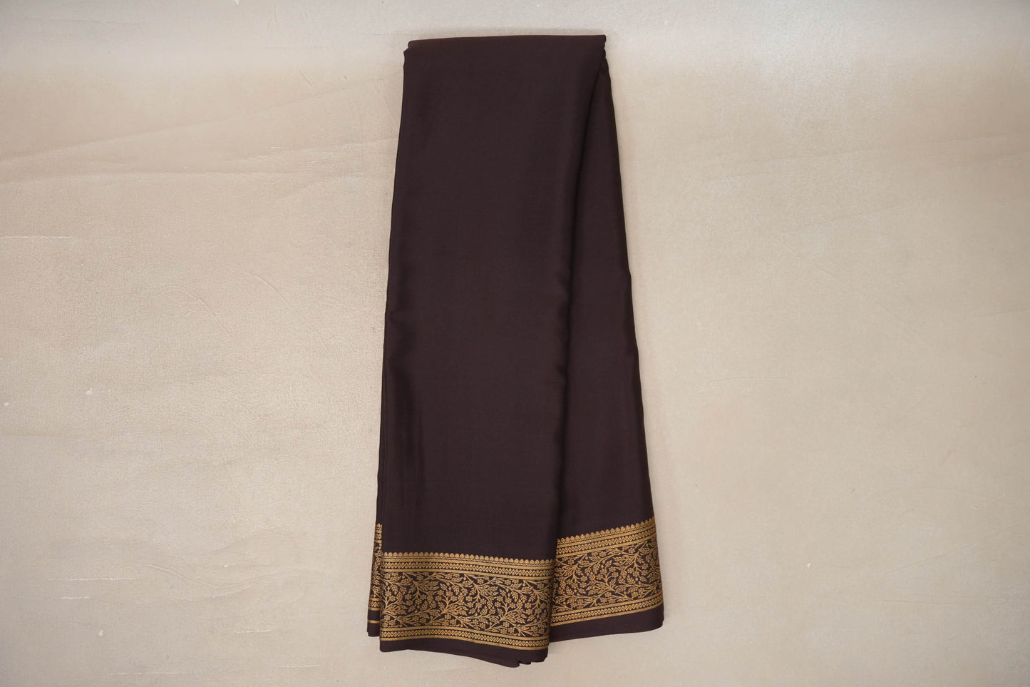 Dark Coffee Brown Mysore Silk Saree by Shreenivas Silks