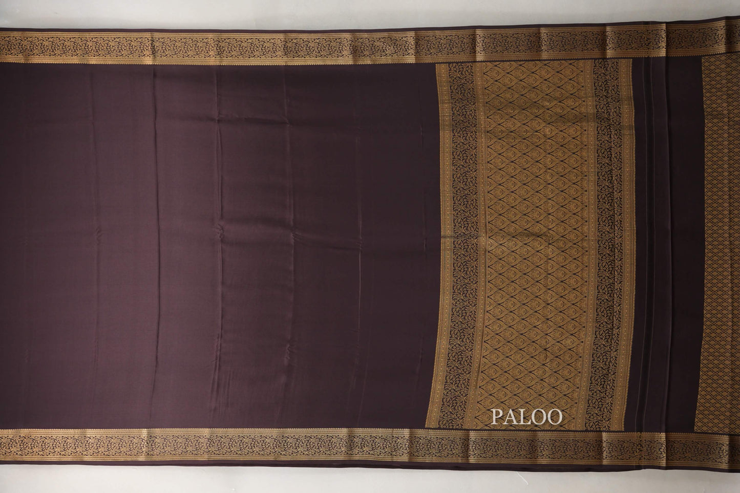 Dark Coffee Brown Mysore Silk Saree by Shreenivas Silks paloo
