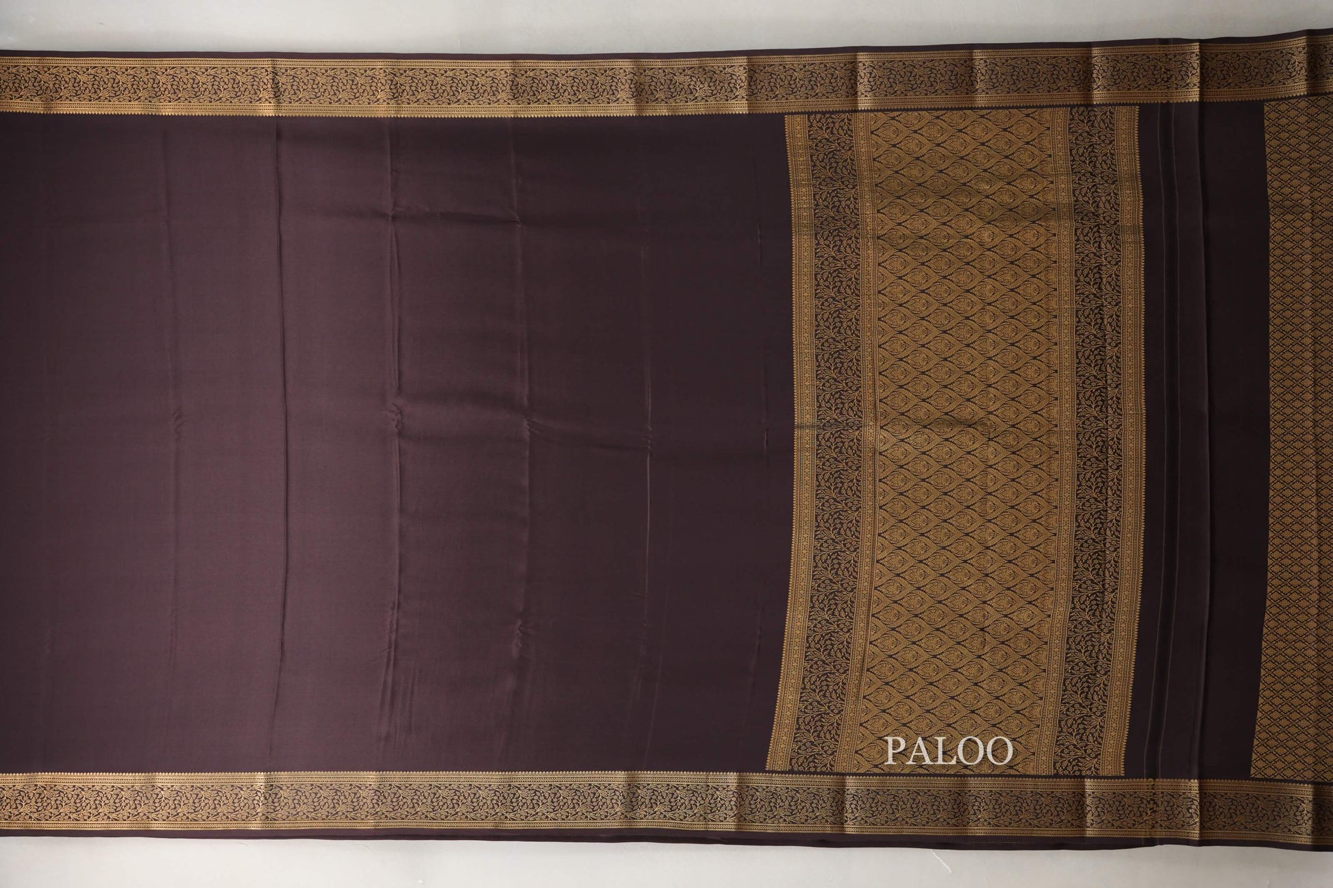 Dark Coffee Brown Mysore Silk Saree by Shreenivas Silks paloo