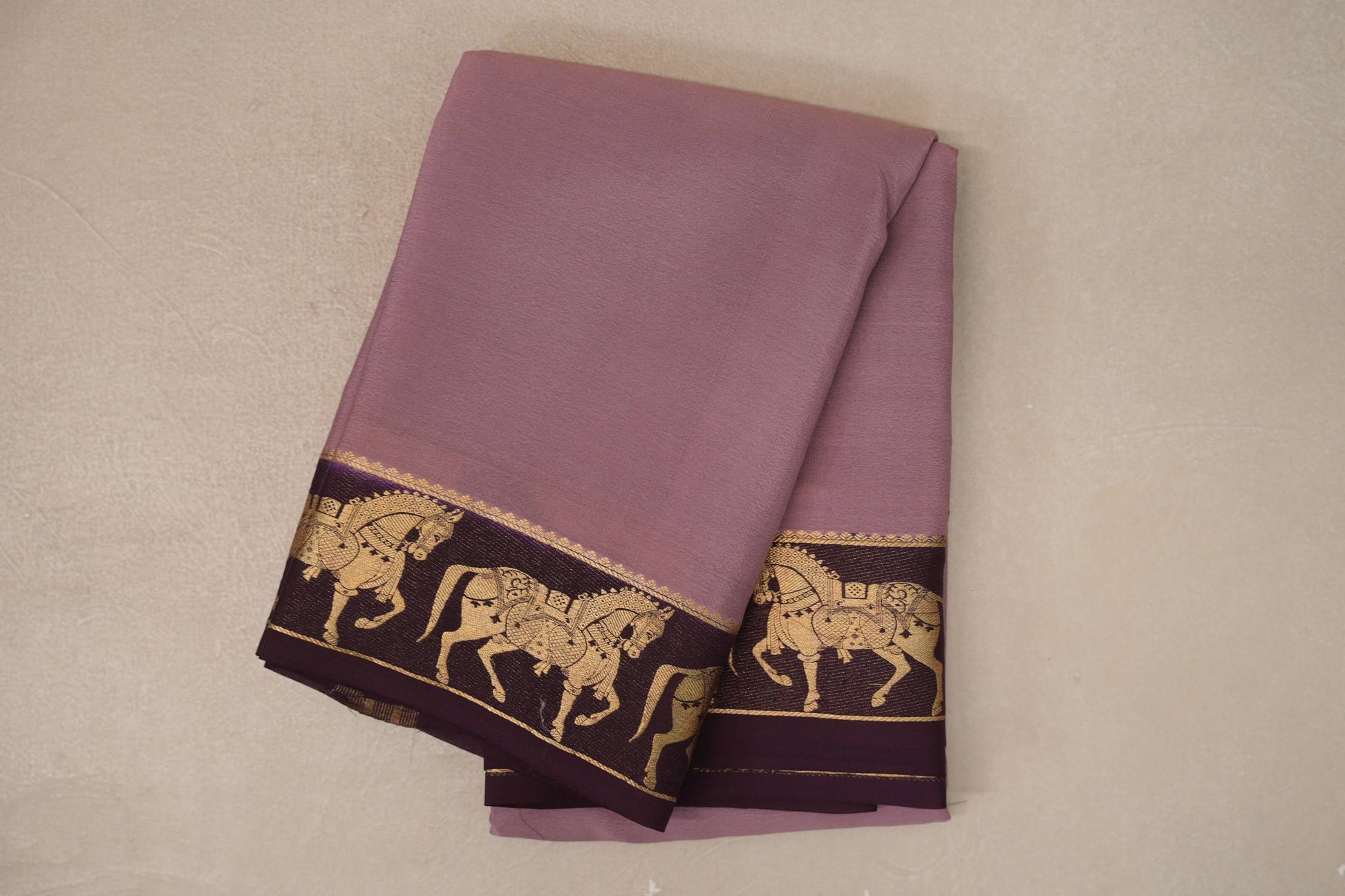 Dusty mauve Mysore Silk Saree by Shreenivas Silks