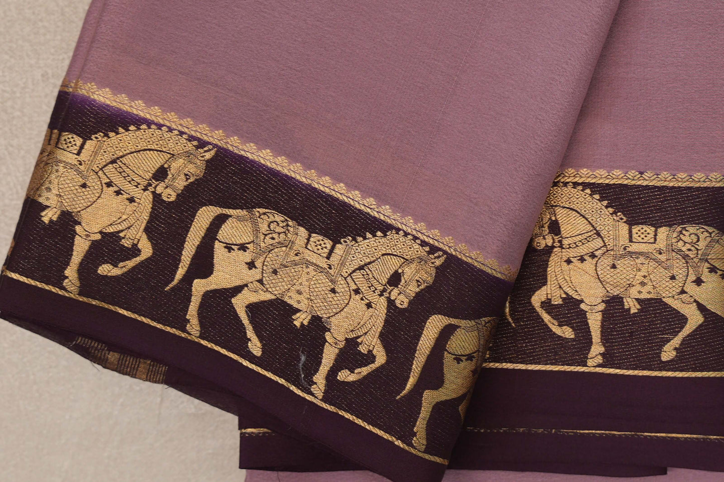 Dusty mauve Mysore Silk Saree by Shreenivas Silks border