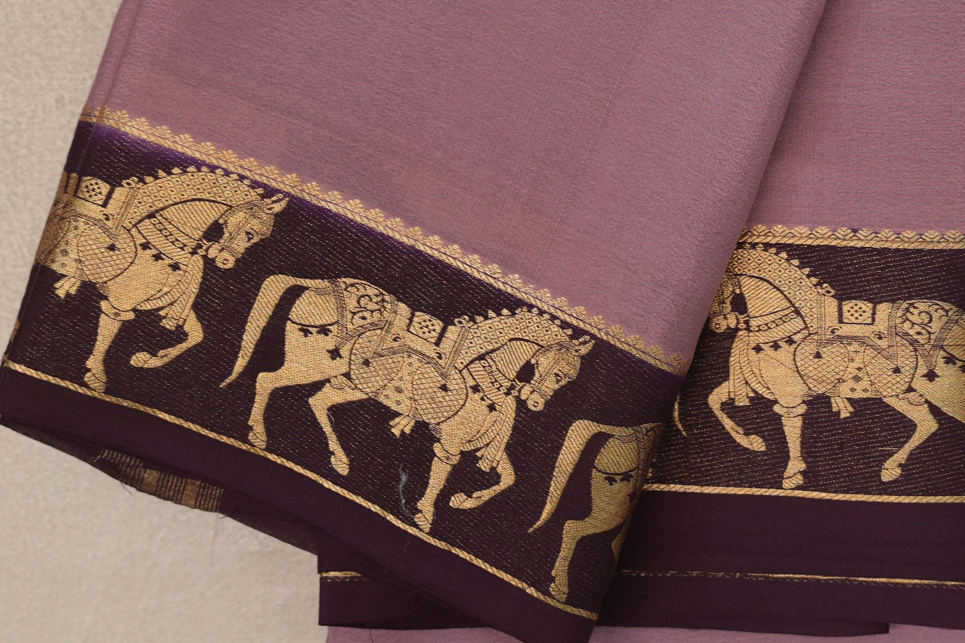 Dusty mauve Mysore Silk Saree by Shreenivas Silks border
